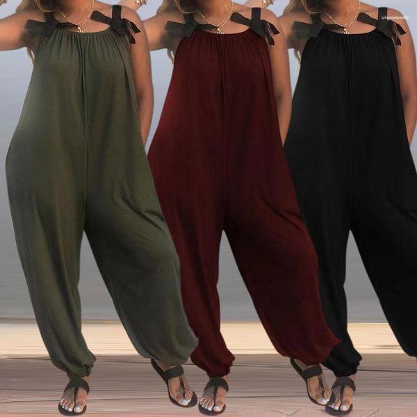 

female beach summer playsuits rompers women solid loose casual jumpsuits knot bow designer, Black;white