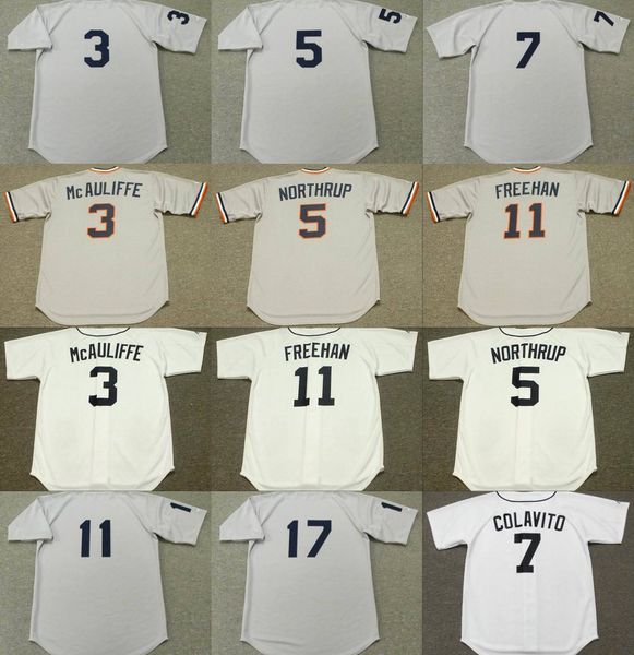 

detroit 3 dick mcauliffe 7 ocky colavito 5 im northrup 11 bill an 17 denny mclain baseball jersey stitched, Black