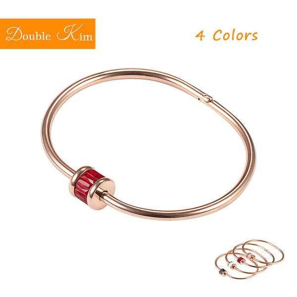 

4 colors crystal bracelet rose gold bangles titanium steel material no skin damage fashion trendy women jewelry birthday gift, Black