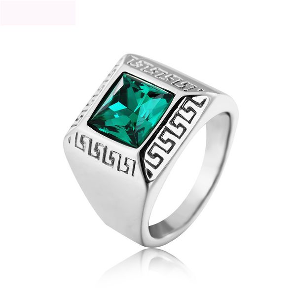 

горячие продажи многоцветной gemstone ювелирные изделия кольца высокого качества титана стали палец кольцо литья кольца для мужчин бесплатну, Silver
