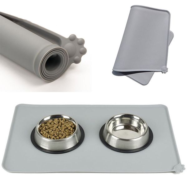 

waterproof pet mat for dog cat solid color silicone pet food pad pet bowl drinking mat dog feeding placemat easy washing