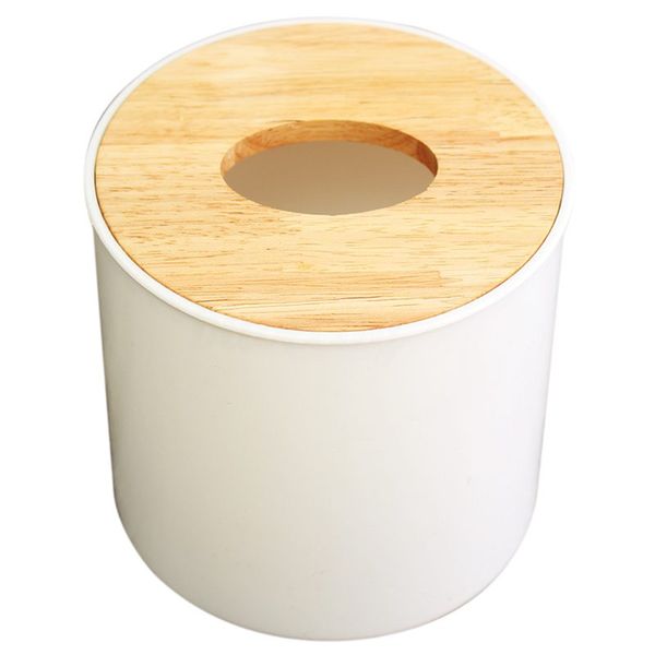 

round white home room car l tissue box wooden cover paper napkin holder case