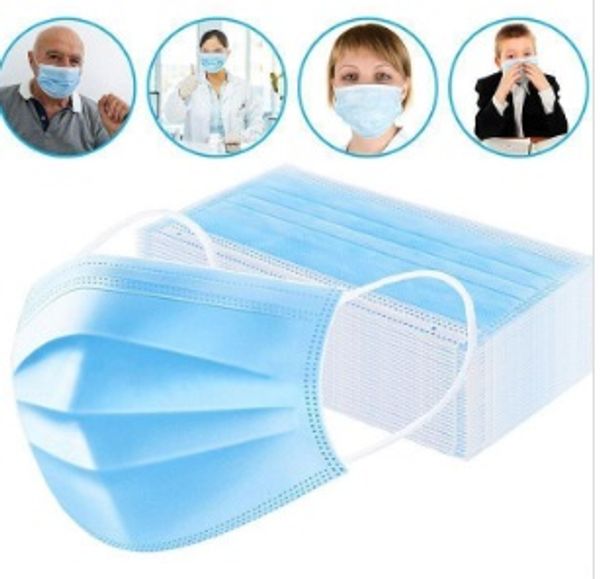 

50pics одноразовые маски для лица толстые 3-слойные маски earloops домашнего использования удобные в наличии маски