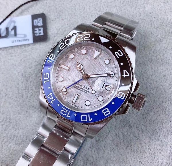

2019 u1 factory gmt ii бэтмен мужские часы ретро циферблат с граффити автоматическая механическая 18-каратная нержавеющая сталь керамическая, Slivery;brown