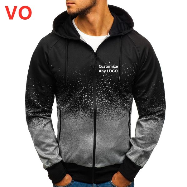 

vo men zipper punk autumn winter cotton hoodies male classic slim comfortable high street thicken brand popular wild jackets, Black