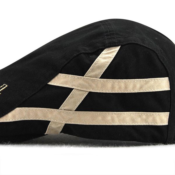 

jamont summer cotton striped newsboy hat british gentleman duckbill visor golf peaked caps casual boina cap men flat beret hats, Blue;gray