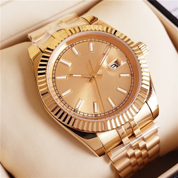 

brand new 40mm men's gold luxury watches fashion automatic movement mechanical folding buckle men's designer stainless steel watch, Slivery;brown
