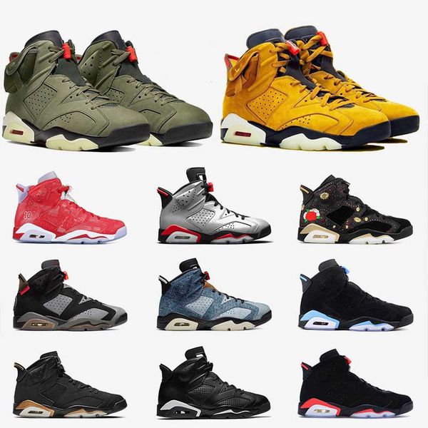 

2020 yellow cactus jack 6 vi new travis scotts jumpman 6s men basketball shoes washed denim champion trainers designer sneakers size us13