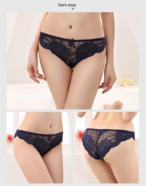 

woman hollow out lace briefs breathable and comfortable ladies underwears low waist bow donna briefs, Black;pink