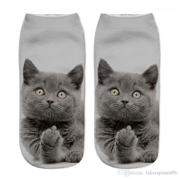 

print cartoon cute style underwear female clothing fashion casual apparel womens personal designer socks 3d cat, Black;white