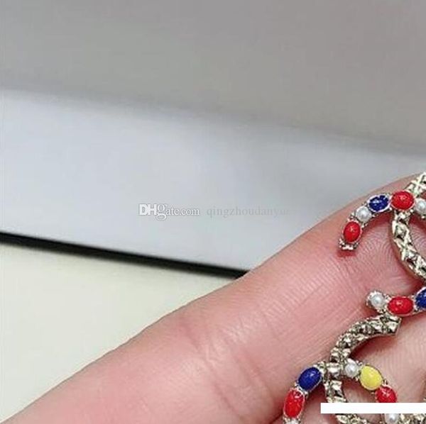 

fashion ladies new jewelry with stamp luxury pendant rhinestone crystal alphabet ear jewelry accessories1, Golden;white