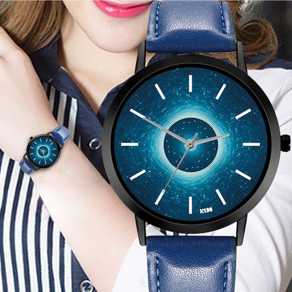 

women luxury leather strap analog quartz wristwatch new edision arrival fashion bracelet watch personality blue dial clock 2019, Slivery;brown