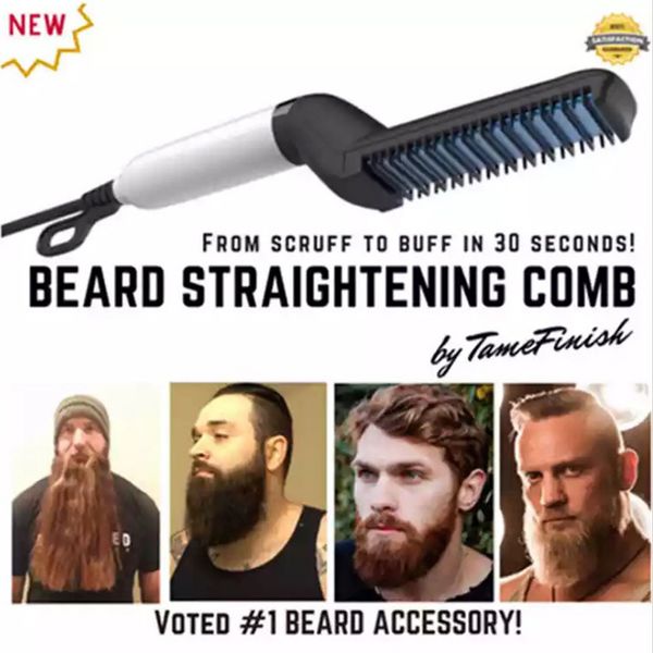 

quick beard straightener comb multifunctional hair curler straightening permed clip comb styler electric hair tool for men, Black