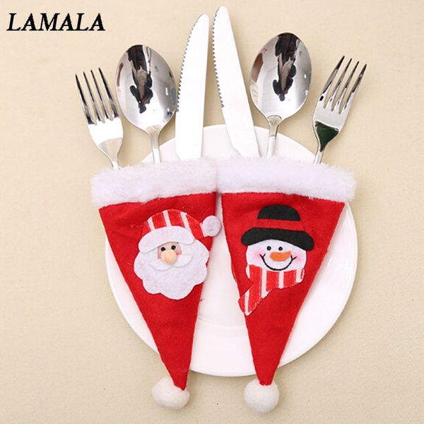 

новый год поставка рождество мини бутылки hat xmas украшений для дома hat silverware держателя mini красного санта-клаус украшения