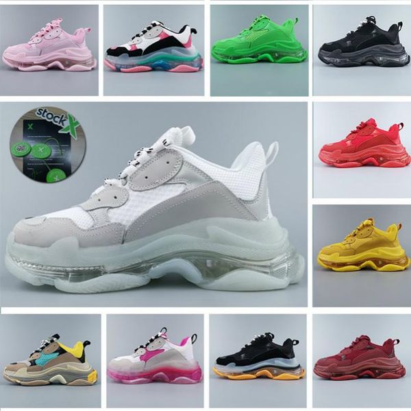 

2020 stock x triple s casual shoes fashion luxury crystal bottom white 17fw paris designer sneakers men women vintage old dad grandpa shoe12