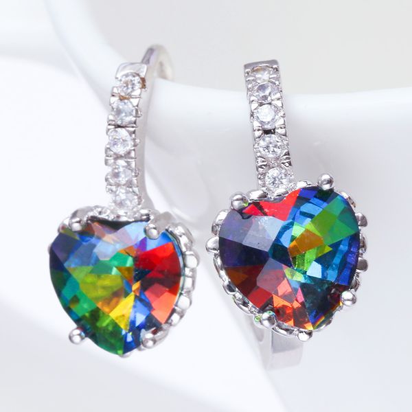 

new arrival heart hoop earrings with cubic zirconia earings for women statement earring fashion jewelry for girl gift, Golden;silver