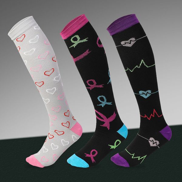 

newly women men compression socks knee socks knee high stocking long running sports soccer bf88, Black