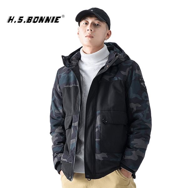 

горячие продажи 2019 parka мужчины зимние куртки хлопчатобумажные куртки hombre ветровки mens вскользь верхняя одежда мужские куртки с капюш, Black