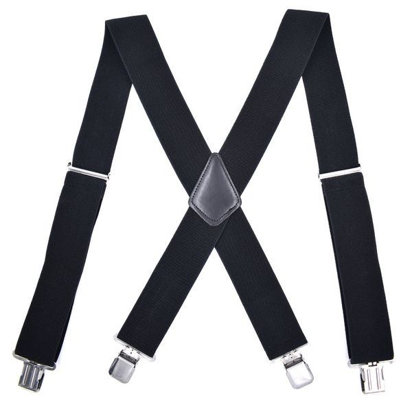 

helisopus adjustable black suspenders men 5cm width belt solid elastic belts straps 2019 fashion suspenders, Black;white