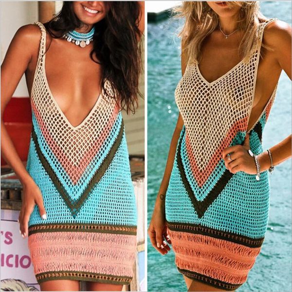 

knitting women beachwear swimwear bikini beach wear cover up ladies dress