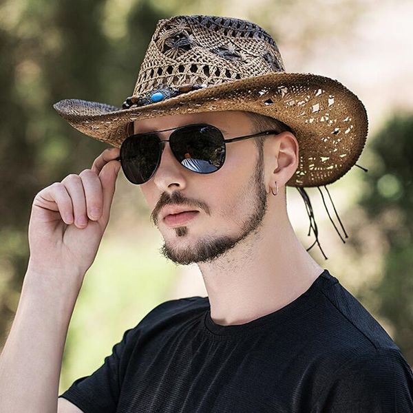 

солома cowboy hat мужчины летний открытый отдых зонт бич прохладный cap дышащий солнцезащитный солнцезащитный восхождение шляпы h7263, Blue;gray
