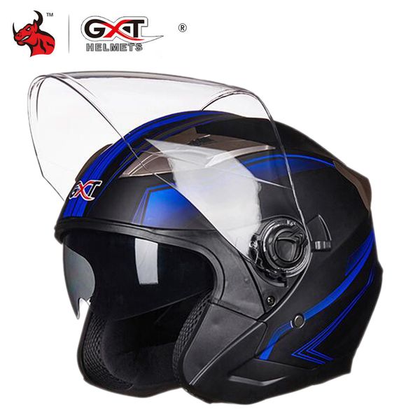 

gxt мотоциклетный шлем открытым лицом козырьки с двумя объективами мото шлем электрический велосипед мужчины женщины лето скутер мотоцикл