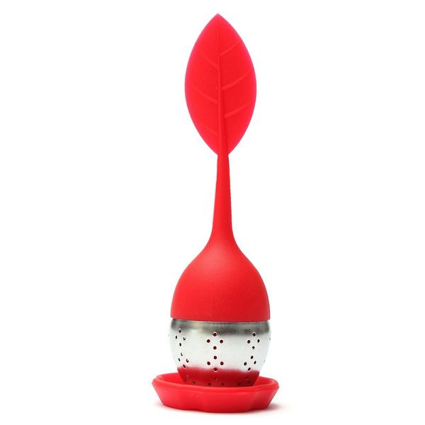 

new-tea infuser with cover strainer stainless steel sheet-red