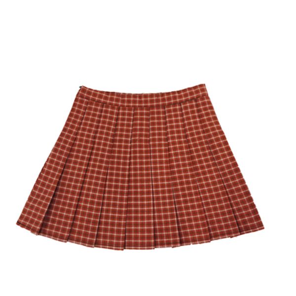 

new women cute sweet style big size high-waisted orange red chequered a-shaped fashion mini short skirt xs-5xl, Black