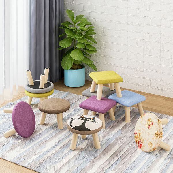

cloth stool small living room creative small bench sofa stool solid wood home coffee table fashion