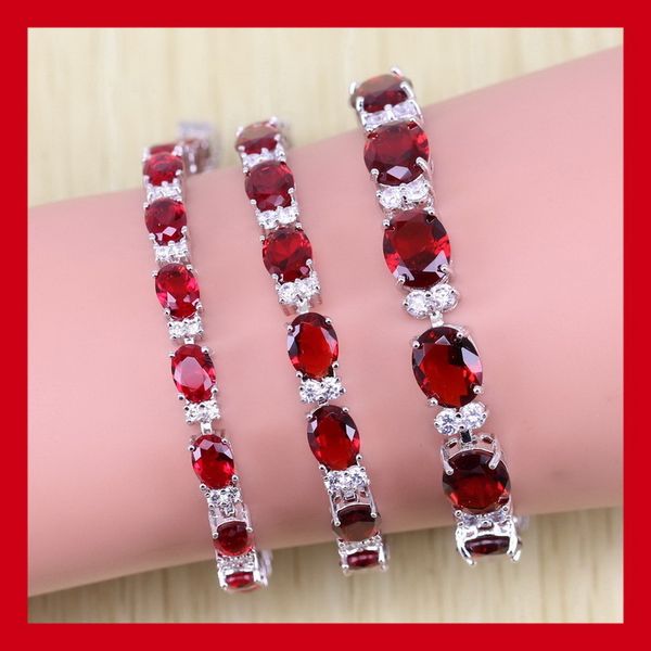 

charismatic red garnet women silver bracelet attractive crystal wedding jewelry ing, Golden;silver