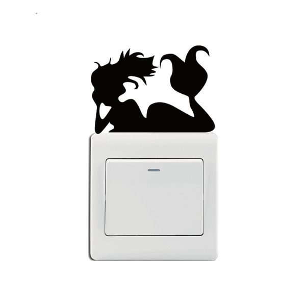 

kg-241 mermaid laying on light switch sticker cartoon mermaid wall stickers