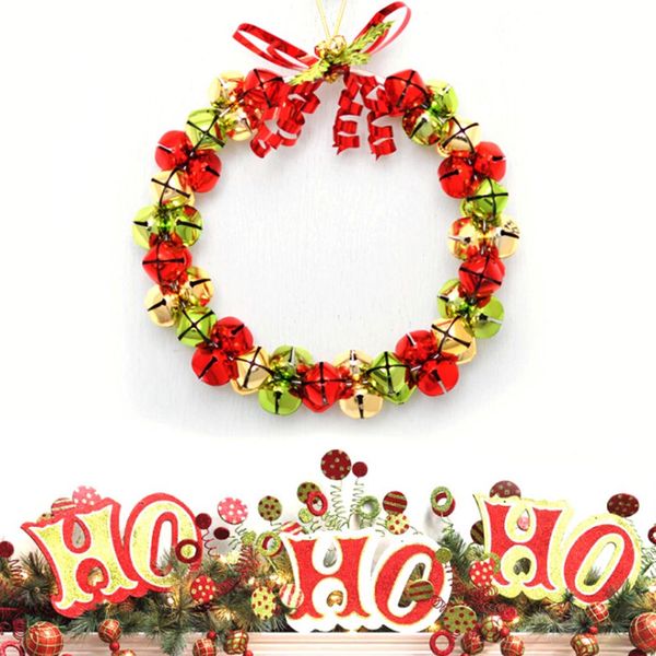 

christmas bells wreath pendants ornaments jingle bell for xmas tree door drop hanging ornaments christmas party decorations