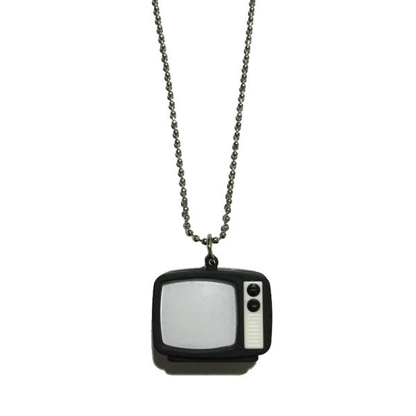 

fashion trend jewelry retro will shine tv pendant men and women couple models lled lights can flash tv pendant long necklace, Silver