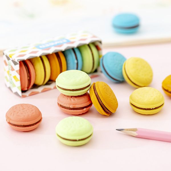 

5piece eraser office creative stationery macaroon color sandwich biscuit pencil eraser creative cute primary school children's eraser