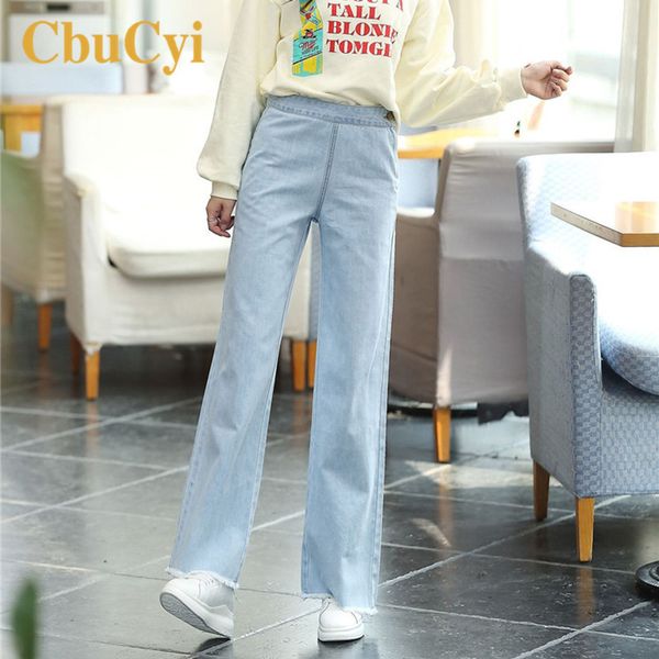 

2019 women high waist denim pants vintage wide leg jeans loose casual washed long jeans for women straight denim pantalon, Blue