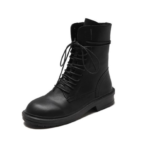 

2019 winter new women's short boots comfortable lace side zipper thick heel non-slip wear-resistant korean women's boots, Black