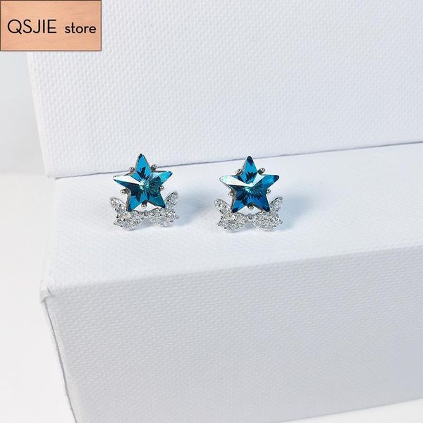 

высокое качество s925 стерлингового серебра. австрия кристалл женская серьга, Golden;silver