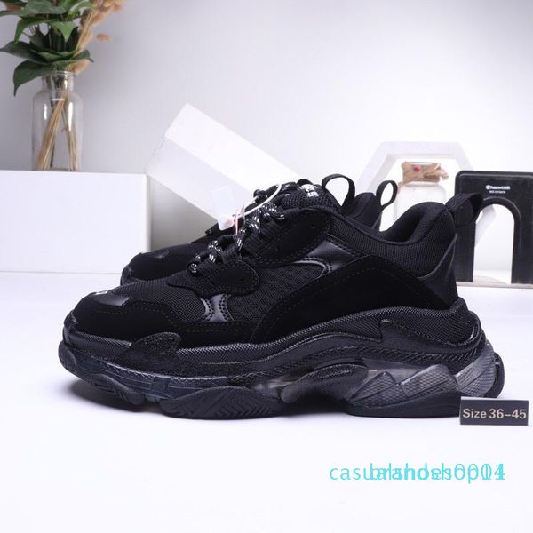 

2019 paris triple-s 17fw crystal bottom green luxury shoes platform triple s sneakers for mens women vintage kanye old grandpa trainer c14, Black