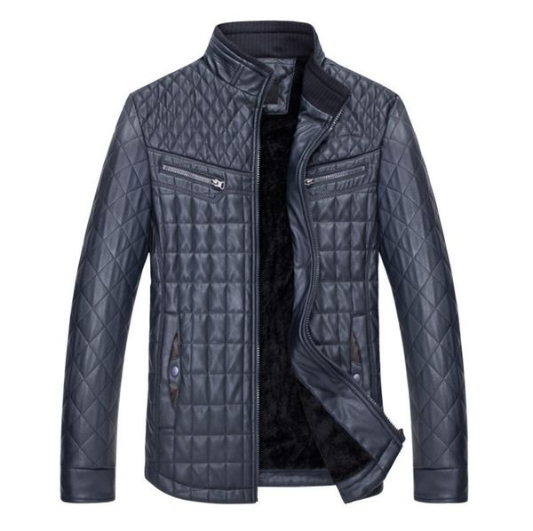

men pu leather jackets stand collar fashion motorcycle leather jackets coats autumn winter men, Black