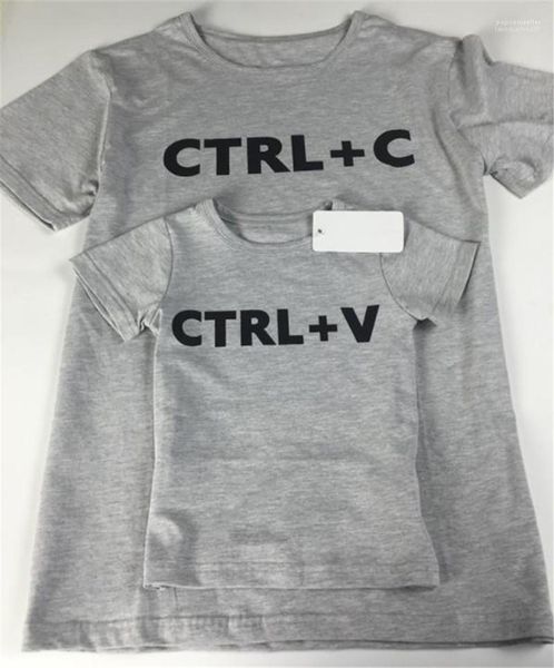 

семья детская одежда лето ctrl c и v печати мужские футболки отец o шеи серый с коротким рукавом топы, White;black