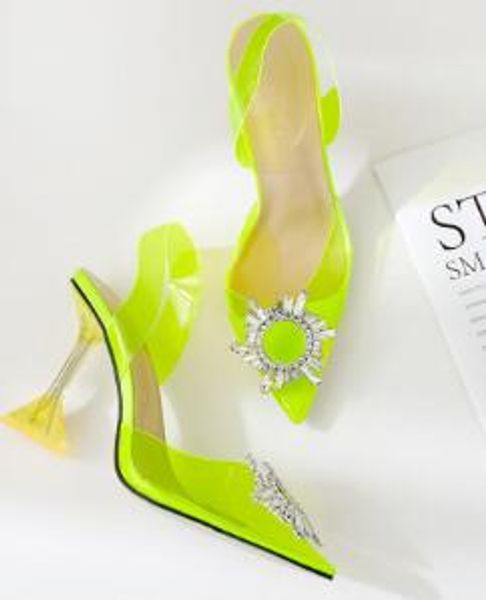 

star style women pumps transparent crystal cup heeled summer shoes woman elegant pointed toe high heels party prom shoes, Black