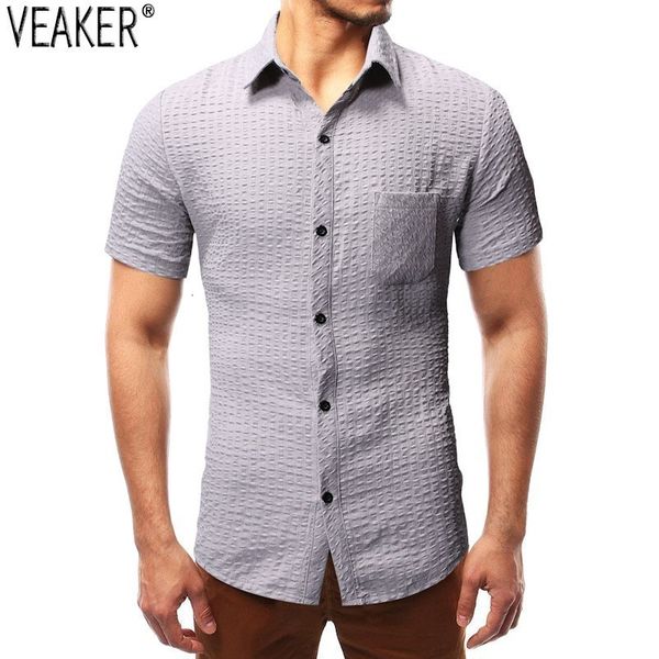 

2019 new men breathing short mouw male effects color slim fit shirt male casual business shirt  -3xl, White;black