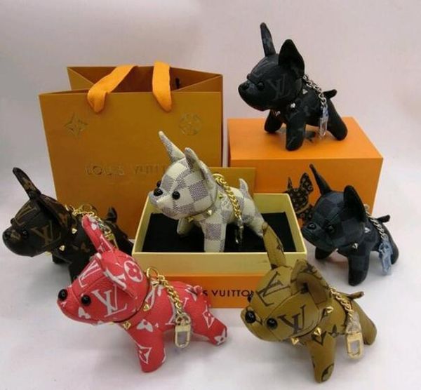 

Loui 13 vuitton 13keychain bulldog bag brand dog keychain keyring for women girl bag car key chain trinket jewelry gift ouvenir, Black;brown