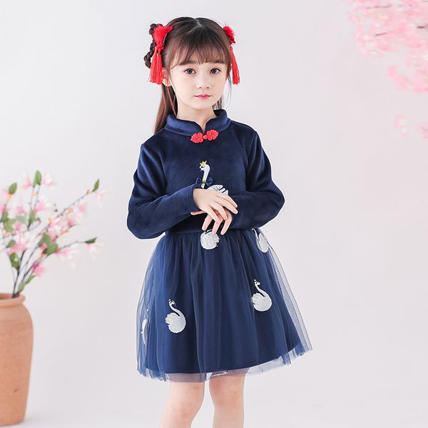 

toddler baby kids girls dress 2020 spring long sleeve swan tulle dresses clothes
