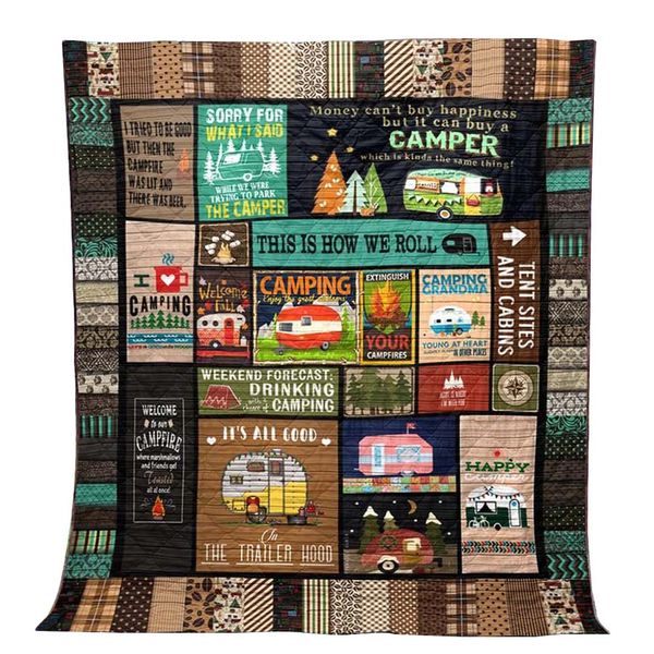 

this is how we roll camping blanket quilt printed for outdoor traveling picnics beach kh889