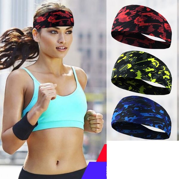 

new outdoor sport headband anti-sweat breathable tennis fitness running head men & women overgrip bandage quick-dry sweatband, Yellow;black