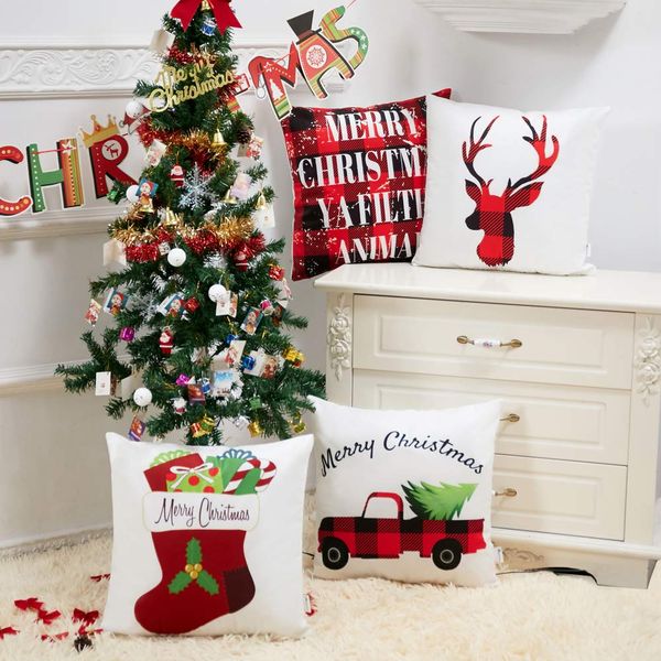 

throw pillow case 18x18 christmas pillow cover set of 4 cushion covers home car decorative