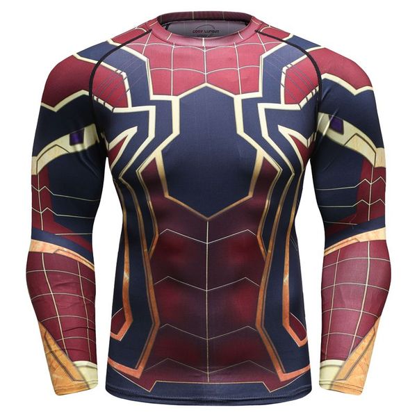 

running t-shirts sport spider long sleeve men fitness yoga riding flexible breathable gym clothing rashgard with print rashgarda, Black;blue