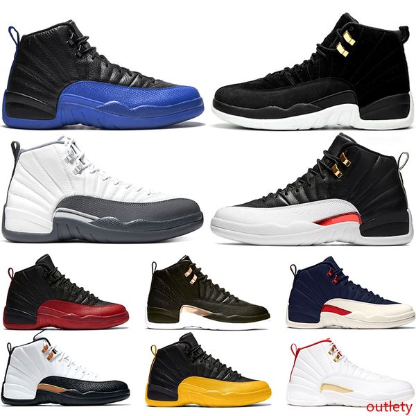 

12 reverse taxi 12s fiba men basketball shoes the master midnight black dark grey mens trainers sneakers sports size 7-13 wholesale