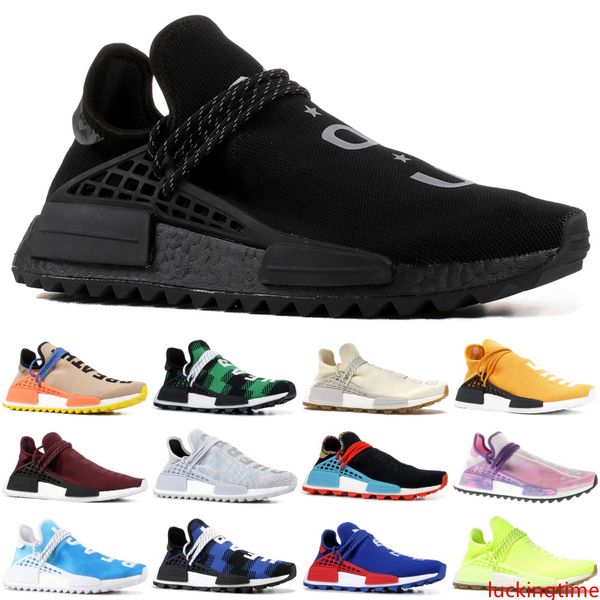 

pharrell williams human race races tennis men running shoes woman sample yellow core black nerd black designer sneakers 36-47